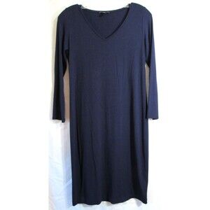 Eileen Fisher Blue V Neck Long Sleeve Knee Length Dress Size XXS EUC